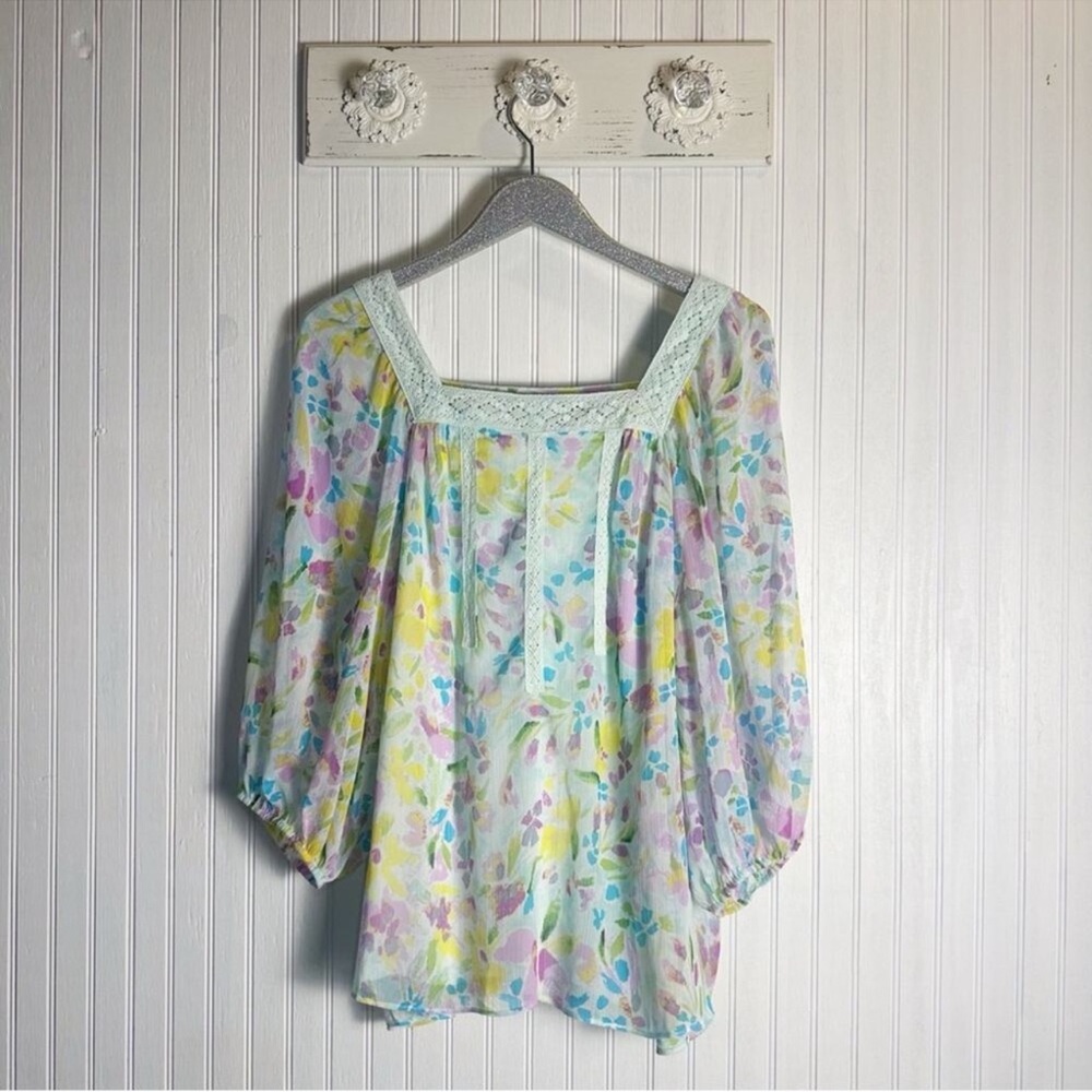 LC Lauren Conrad Multicolor Floral Blouse NWOT